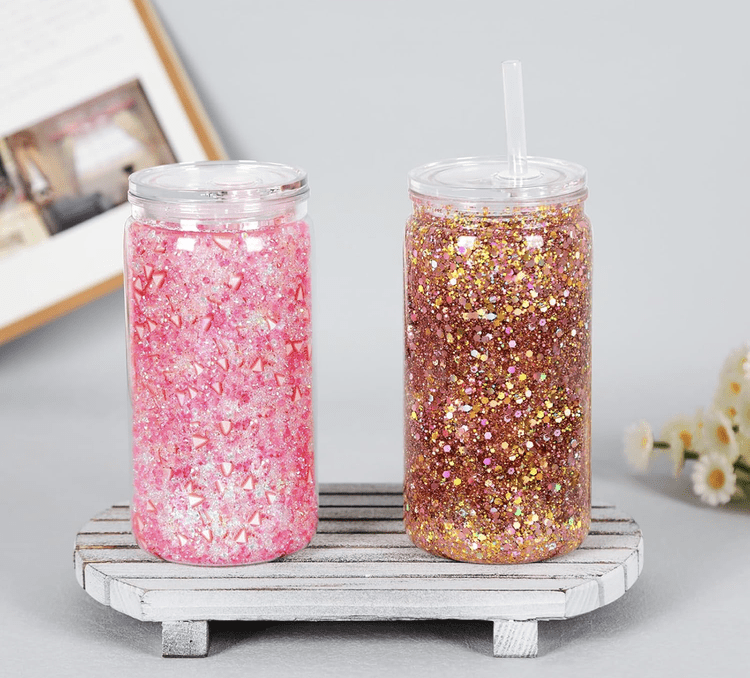 pink glitter snow globe tumblers
